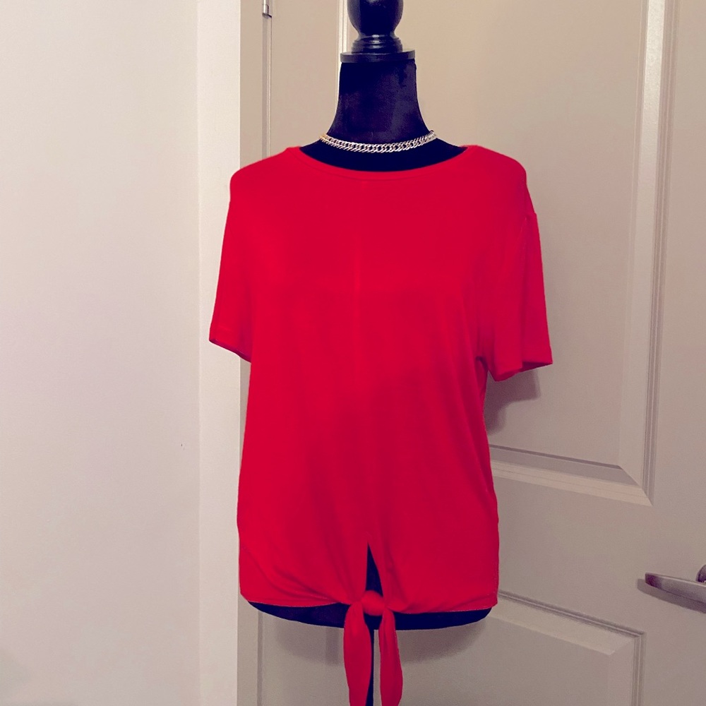 Red Short Sleeve Blouse- Calvin Klein- Brand New